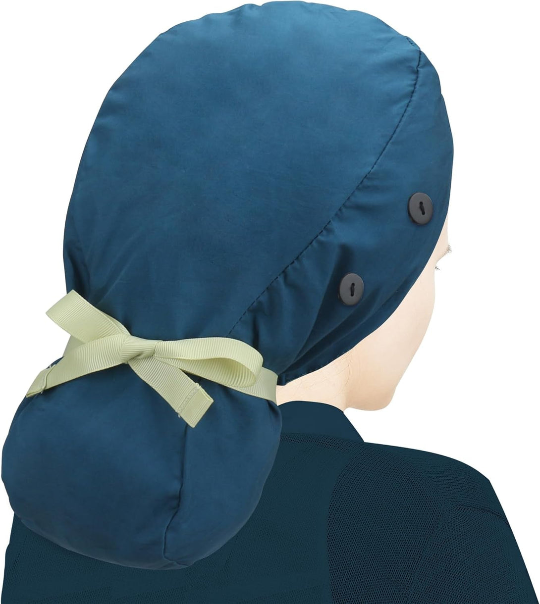 ABAMERICA Scrub Caps for Women Surgical Caps Nurse Hat Functional Ponytail Holder for Long Hair Single or Satin-Lined