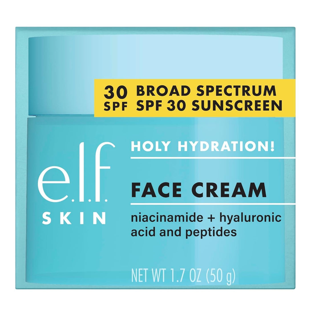 E.L.F. Holy Hydration! Face Cream, Broad Spectrum SPF 30 Sunscreen, Moisturizes & Softens Skin, Quick-Absorbing & Ultra-Hydrating,1.7 Ounce