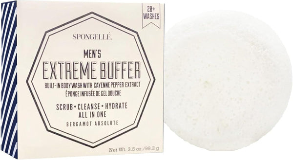 SPONGELLÉ Men'S Extreme Buffer - Body Wash/Shower Gel Sponge - Bergamot Absolute White