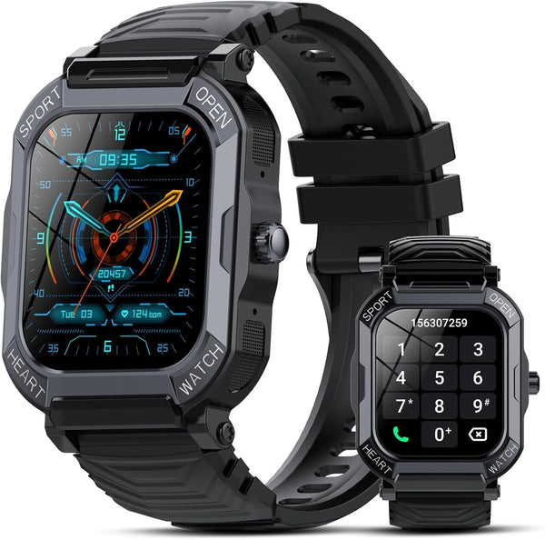 Smart Watch for Men Women (Answer/Make Call), 1.85” Fitness Watch, 113 Sports Modes Smartwatch with Heart Rate/Sleep Monitor, Pedometer, IP68 Waterproof, 2025 Activity Trackers for Android IOS, Black