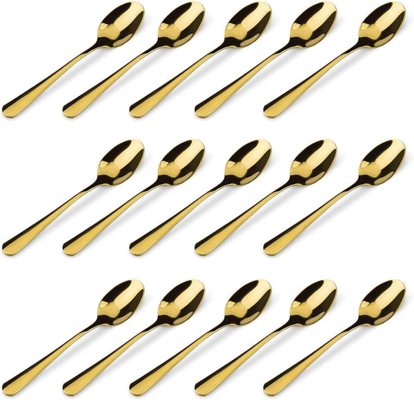15 Packs Demitasse Espresso Spoons, 4.3 Inch Mini Gold Coffee Spoon, Stainless Steel Small Spoons for Dessert