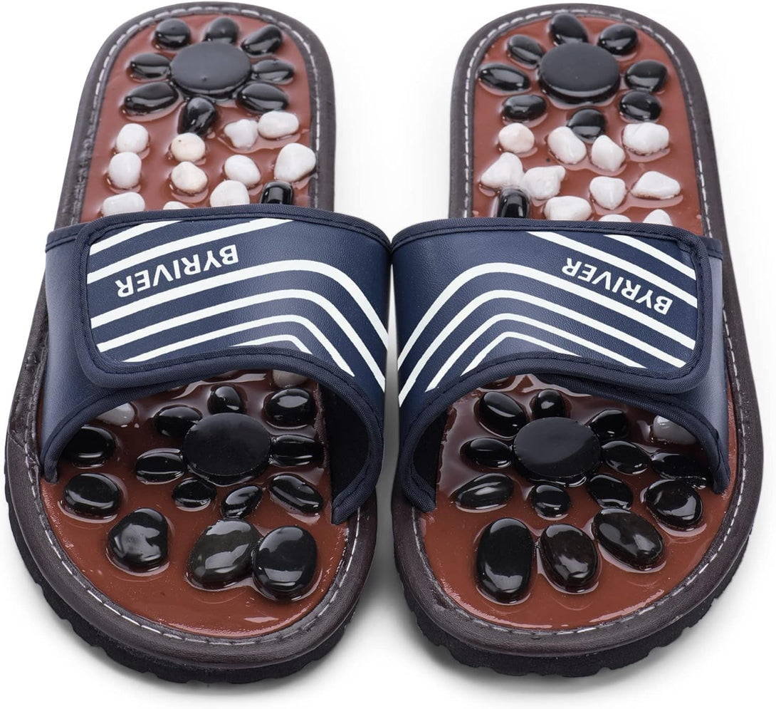 Acupressure Mat Pebble Foot Massager Relaxer Pain Relief Health Sandals Slippers Relaxation Gifts for Men Women(Blue25)