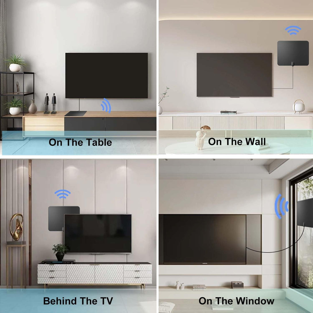 4K Amplified HD Digital TV Antenna Long 1000 Miles Range Smart TV Indoor Support 4K 1080P Fire TV Stick and All Older Tvs Indoor 360° Signal Reception Switch Signal Booster with HDTV Coax Cable 16.5Ft