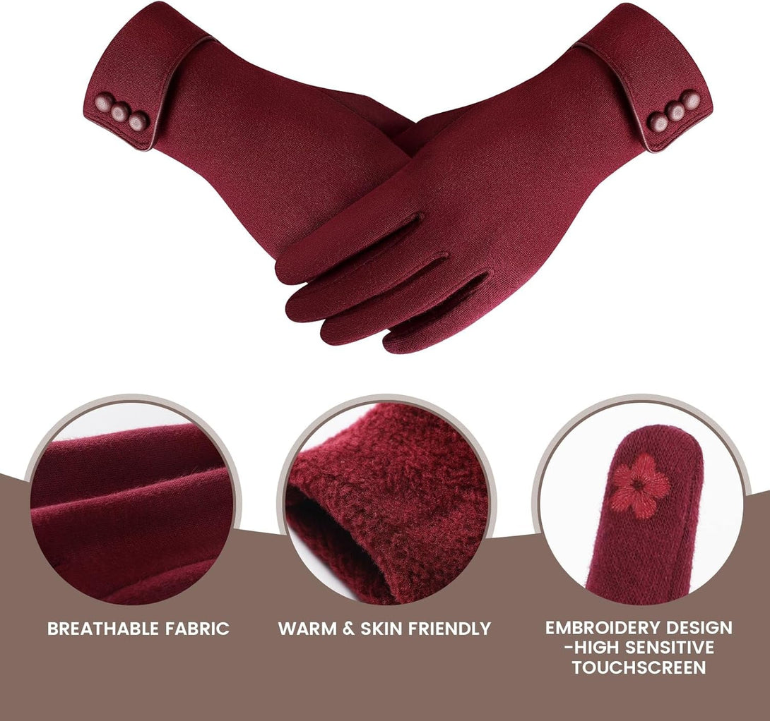Winter Gloves for Women, Winter Touch Screen Texting Warm Gloves with Thermal Soft Lining for Women