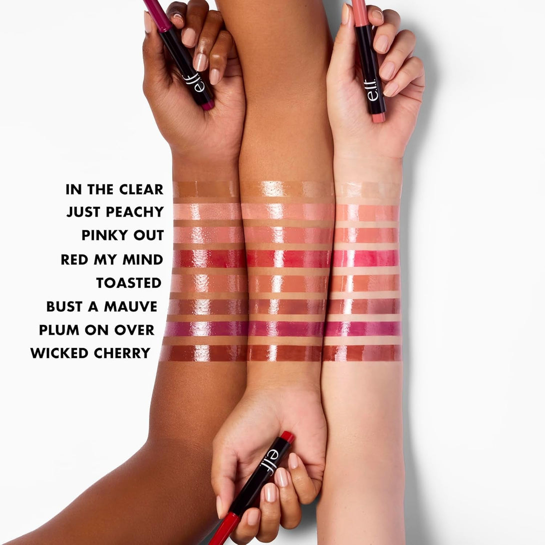 E.L.F. Pout Clout Lip Plumping Pen, Nourishing Lip Balm for Sheer Color & Shine, Plumps & Moisturizes, Vegan & Cruelty-Free, Pinky Out