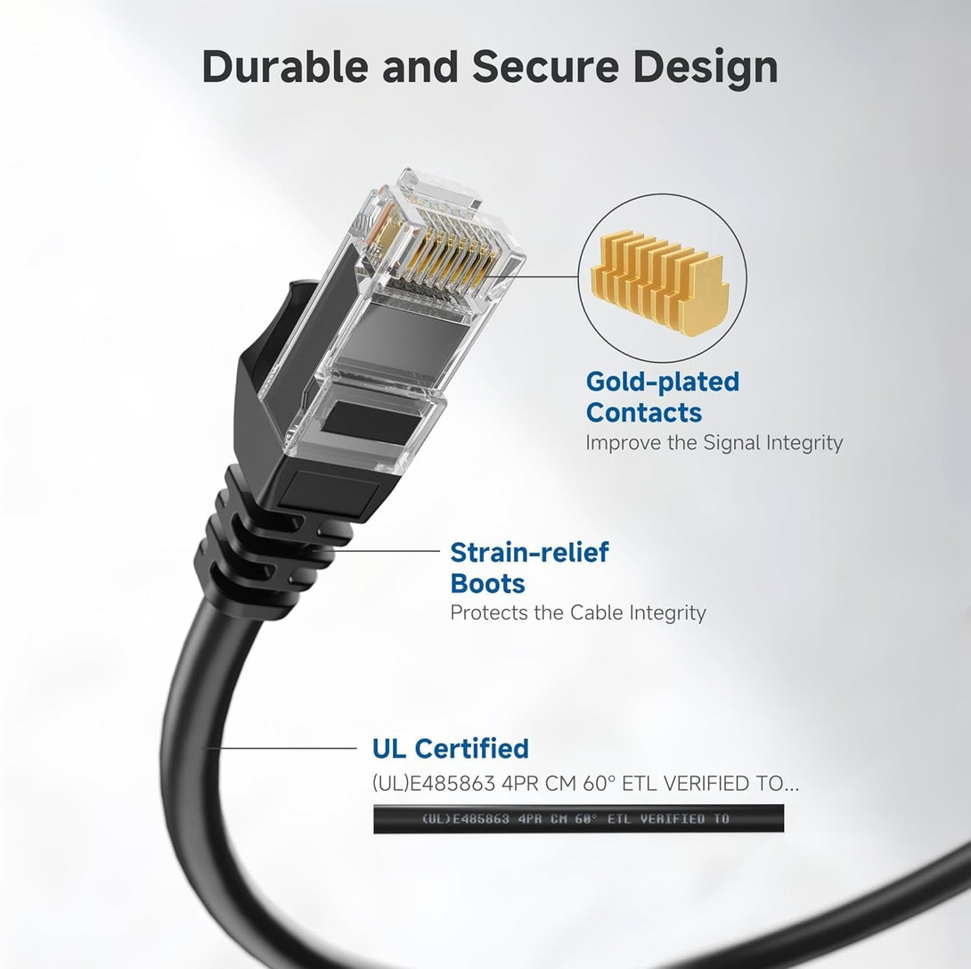Cable Matters 10Gbps Snagless Cat 6 Ethernet Cable - 25Ft, Cat 6 Cable, Cat6 Cord, Ethernet Cord, Black