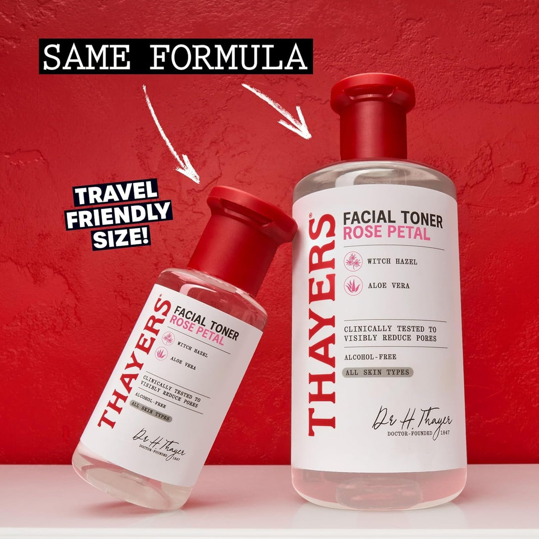 THAYERS Alcohol-Free Rose Petal Witch Hazel Facial Toner for Glowing Skin, Soothing, Hydrating, Refreshing Toner for Normal and Combination Skin, 3Oz