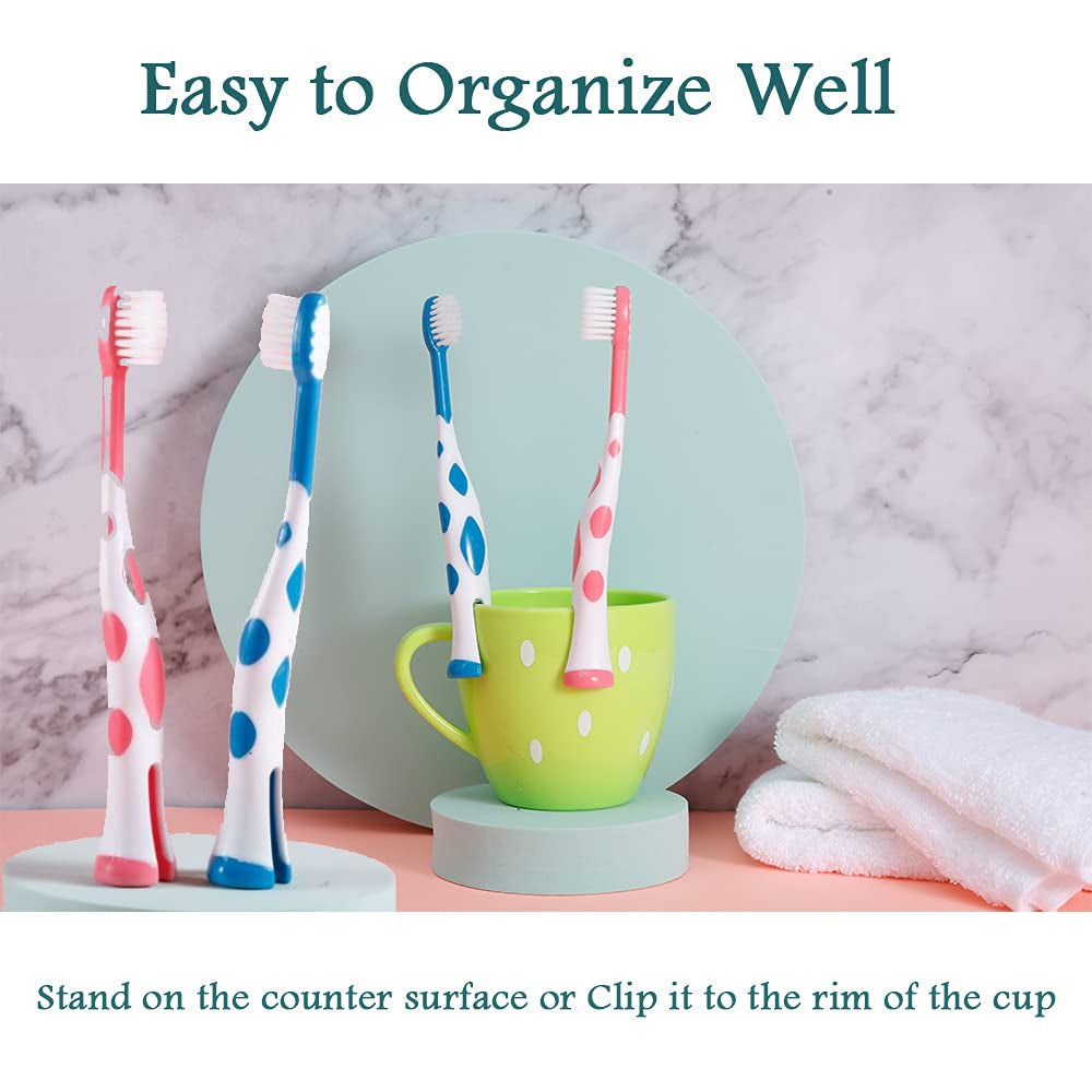 8 Packs Kids Toothbrushes, Extra Soft Lovely Little Deer Toothbrush for Kids 2-8 Years (Pink&Orange&Blue&Green)