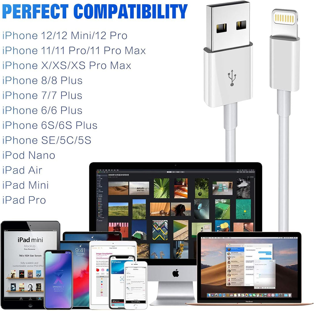 Iphone Charger 3Pack Apple Mfi Certified, Lightning Cable 6FT Compatible with Iphone 12 Mini Pro Max SE 11 Xs Max XR X 8 7 6 plus 5S Ipad Pro Airpods