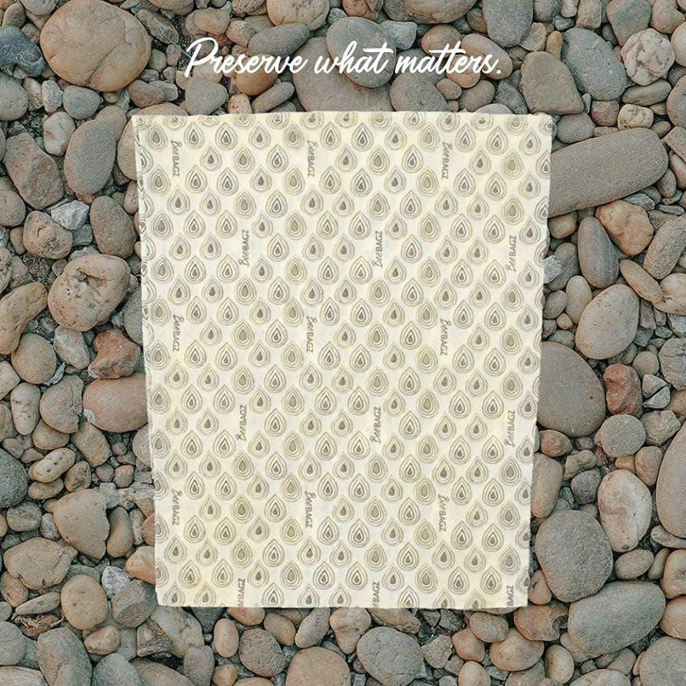 1 Pack - Beeaswax Wrap Storage Bag - Plastic and Silicone Free - Reusable Beeswax Food Wrap Bag- (1 Large, 11” X 14” (Grey)