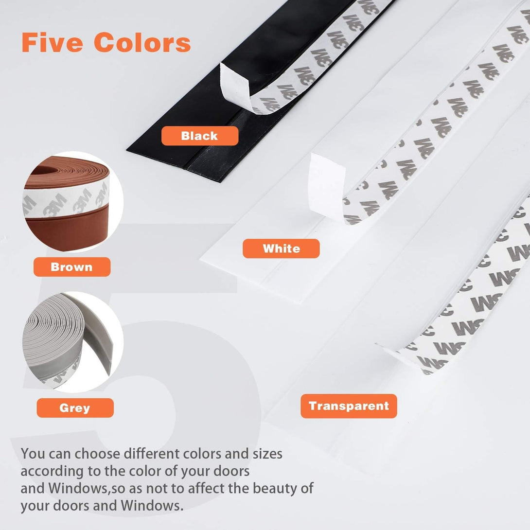 26 Feet Silicone Seal Strip,Door Weather Stripping Door Seal Strip Window Seal Silicone Sealing Tape for Door Draft Stopper Adhesive Tape for Doors Windows and Shower Glass Gaps (White, 45MM)