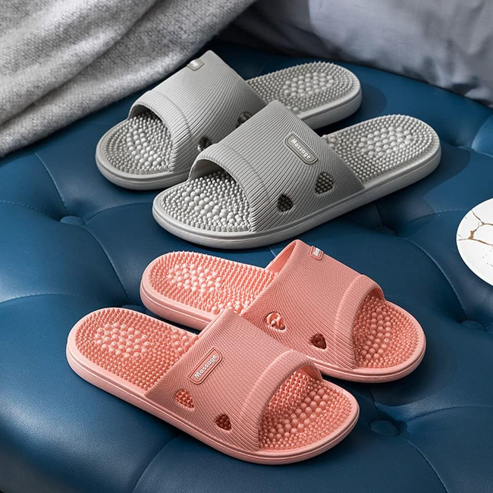 Acupressure Massage Slippers for Plantar Fasciitis for Women Acupuncture Slippers Arthritis Neuropathy Pain Relief Non-Slip Massage Sandals Women Stress Relief Gifts for Bath (Pink, Us Women 7.5-8)