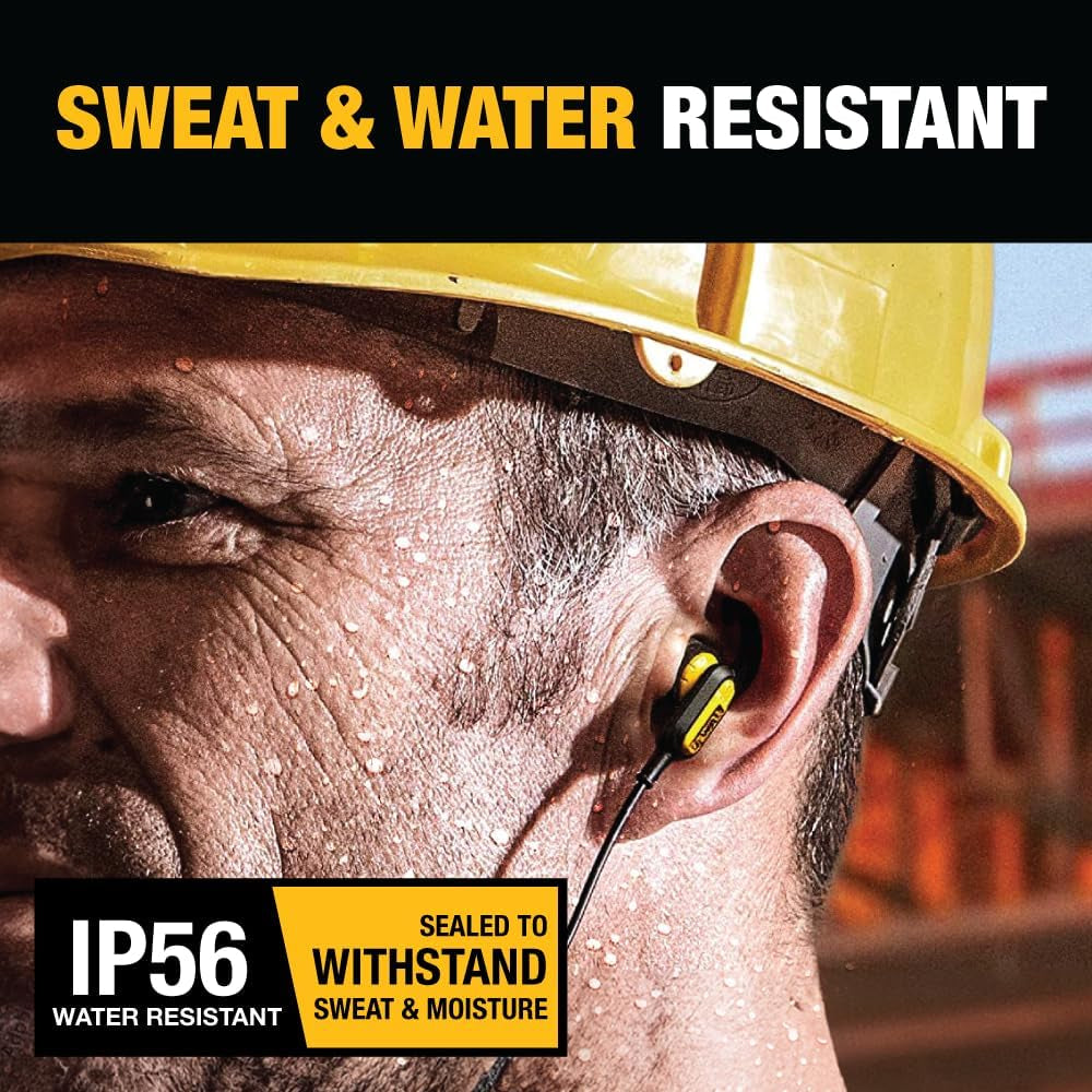 DEWALT Heavy Duty Neckband Bluetooth Earbuds, Wireless Bluetooth 5.2 Headphones W/Microphone, Lightweight Comfort, IP56 Waterproof, Deep Bass Strong Beat, 20H Playtime, Jobsite Behind-Neck Earphones