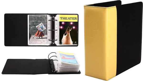 2Fold Binder for Holding Broadway Play Program and Theater Programs with 30 Custom Sheet Protectors - PU Leather - Fits Programs from Mid 1980S to Modern (Yellow/Black Embossedp)
