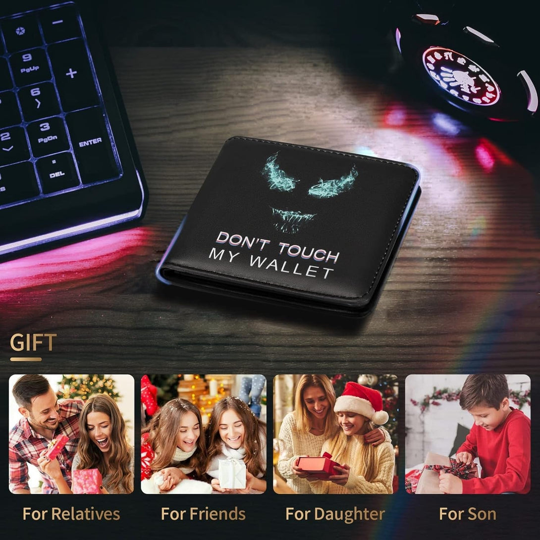 Cool Wallet- Funny Leather Credit Id Card Cash Holder Man Black Rfid Blocking Zipper Wallets with Coin Pocket Id Window Aesthetic Men Teen Boy Male Youth Guys