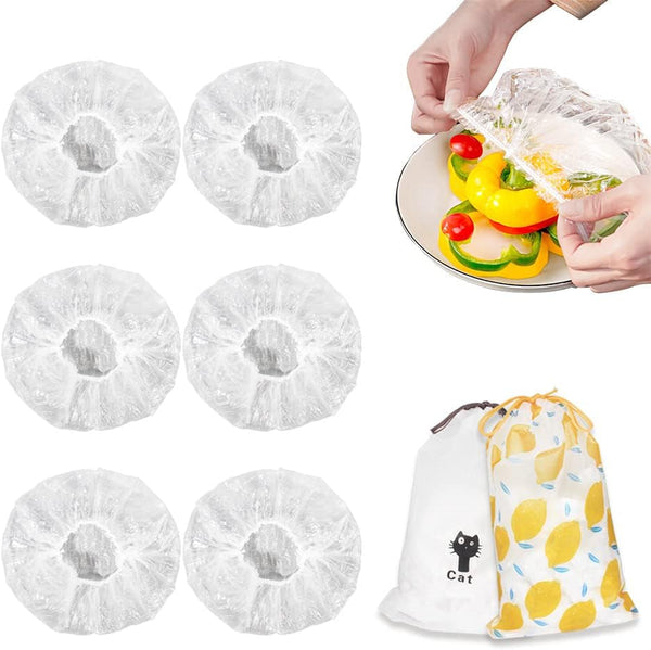 200PCS Bowl Covers Bread Proofing with Storage Bags, Fits Bowls up to 12", Plastic Wrap for Food Plastic Bowl Covers Elastic Reusable Plate Covers for Family Outdoor Picnic, BPA Free, Food Grade