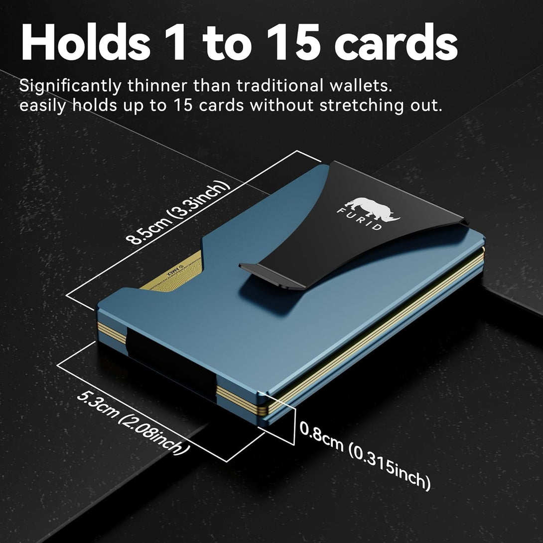 Minimalist Card Wallet for Men Slim: Rfid Metal Wallet with Money Clip Credit Card Holder - Gift for Man Husband at Anniversay Brithday