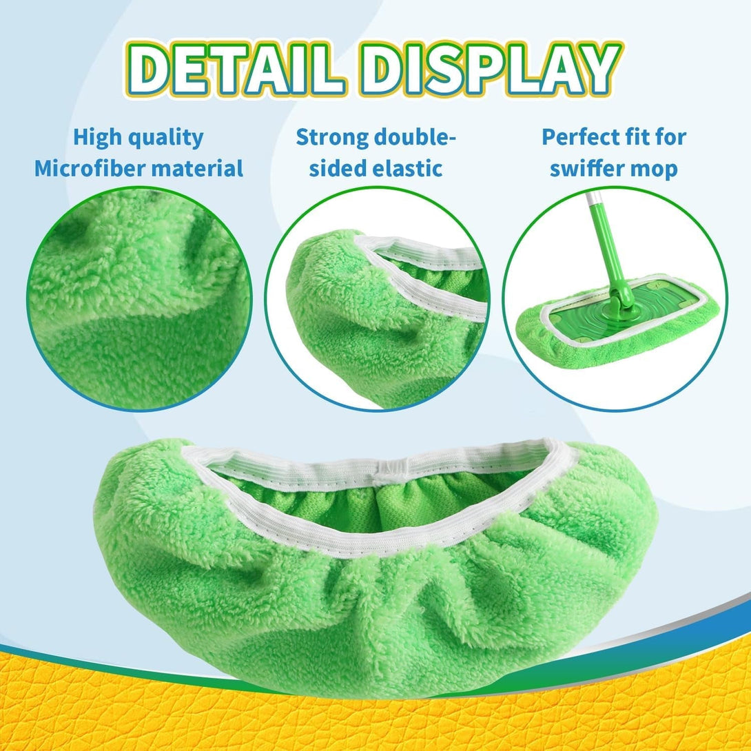 3 Pack Reusable Microfiber Mop Pads Compatible with Swiffer Sweeper Mop, Dry Sweeping Cloths & Wet Mopping Cloths, Washable Mop Pads for Hardwood Floor Cleaning (Mop Is Not Included)