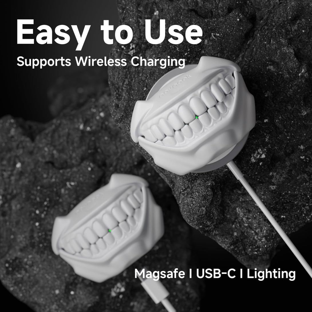 For Airpods Pro 2Nd Generation Case, Unique Funny Teeth Design, Soft Silicone Shell, Compatible with Wireless Charging (Star White)