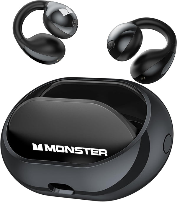 Monster Open Ear AC600 Headphones, Bluetooth 5.4 Wireless Earbuds with Hifi Stereo, Clip-On Earbuds with ENC Clear Call, 21H Playtime, Touch Control, IPX6 Waterproof Wireless Headphones for Sport