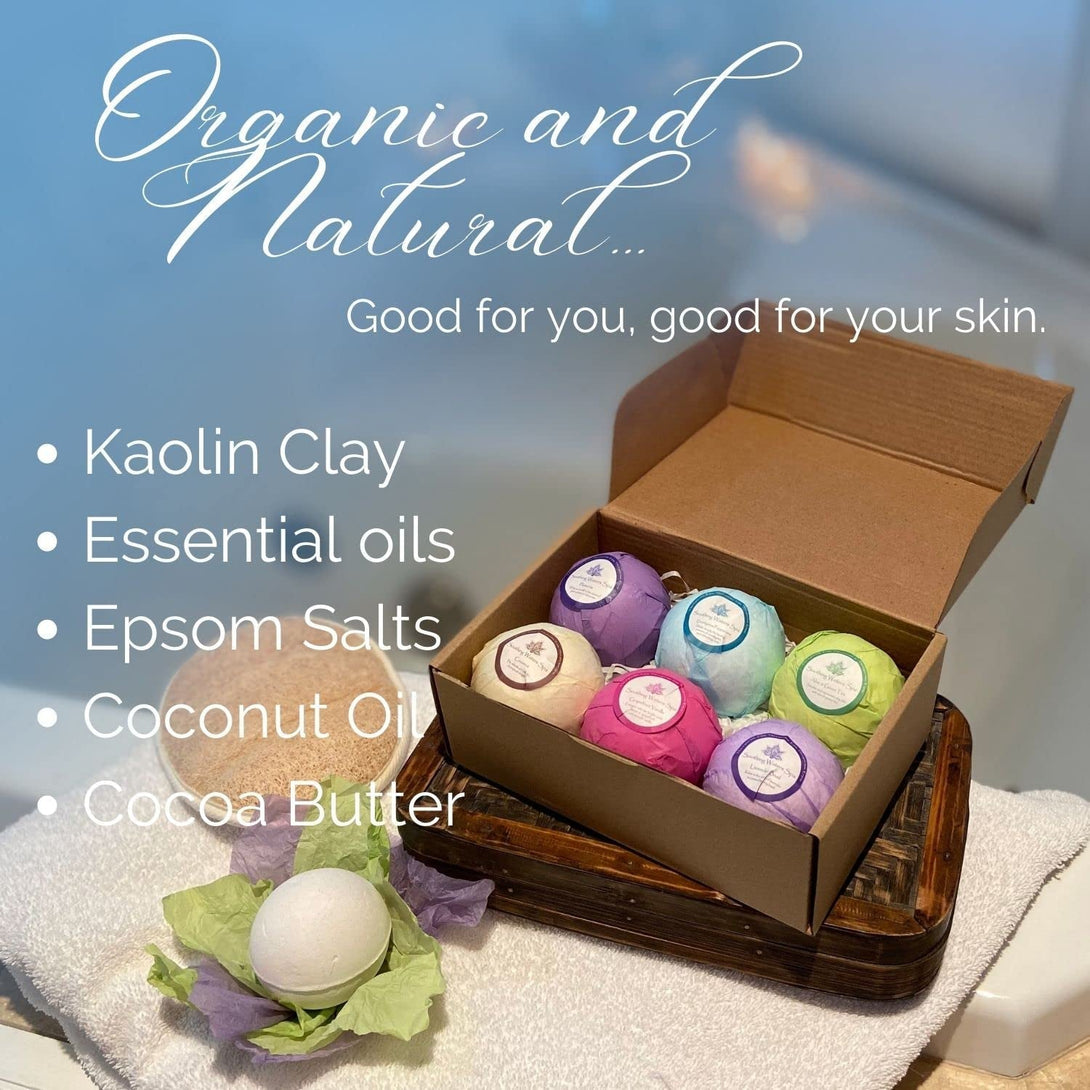 Organic Bath Bombs Gift Set - 6XL Natural Bath Bombs with Shea Butter, Coconut Oil, Essential Oils and 6 Botanic Scents. Ideal Easter Holiday, Mother'S Day Relaxation Gifts for Women and Girls.