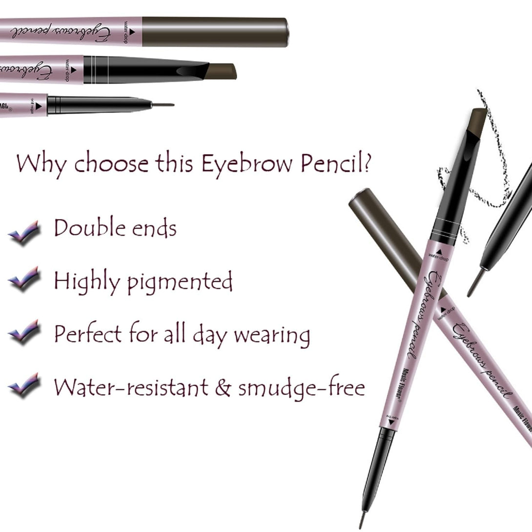 2 Pack Eyebrow Pencil, Waterproof Eyebrow Makeup with Dual Ends, Professional Brow Enhancing Kit with Eyebrow Brush (Dark Brown #1)