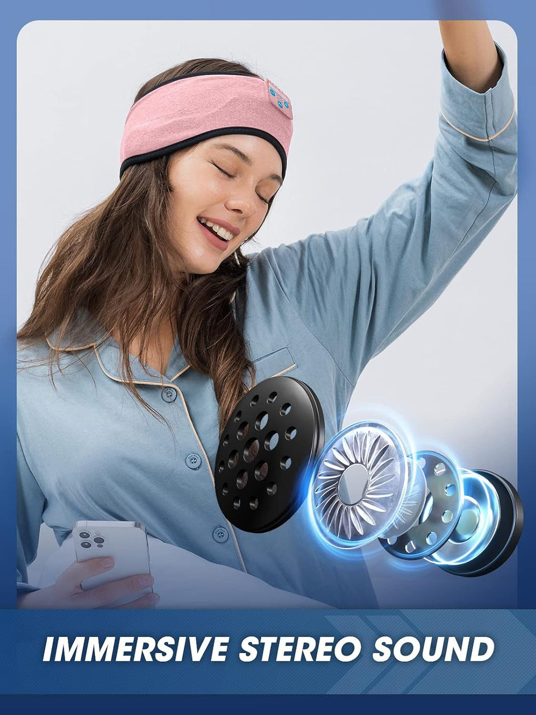 Sleep-Headphones-Wireless-Bluetooth-Headband - Comfy Sleeping Eye Mask Headphones Headset, Sport Headband Earbuds Electronics Tech Gadgets Christmas Birthday Gifts for Women Men Running