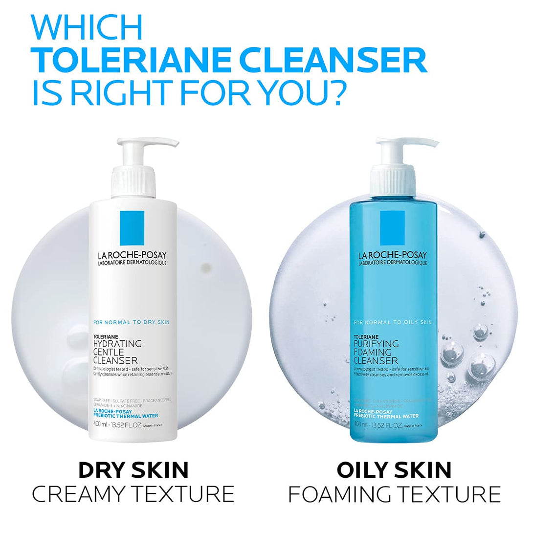 La Roche-Posay Toleriane Purifying Foaming Facial Cleanser, Niacinamide + Ceramides + Prebiotic Thermal Water, Oil Free Face Wash for Oily Skin, Pore Cleanser Safe for Sensitive Skin, Soap Free