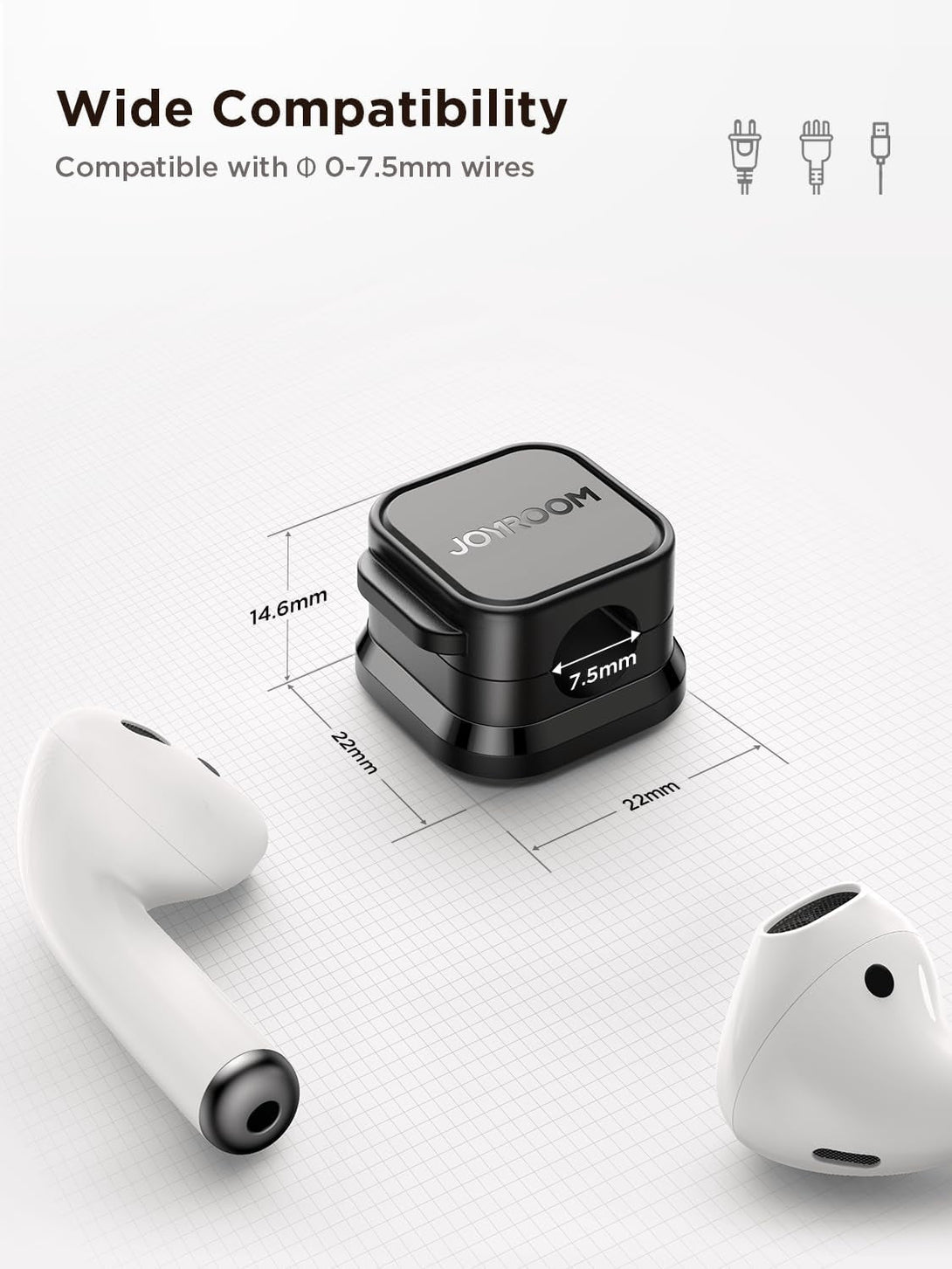6 Pack Magnetic Cable Clips [Cable Smooth Adjustable] Cord Holder, under Desk Cable Management, JOYROOM Adhesive Wire Holder Keeper Organizer for Home Office Desk Phone Car Wall Desktop Nightstand