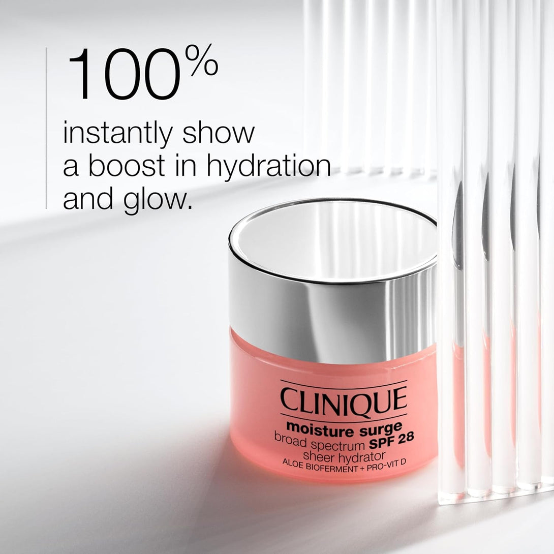 Clinique Moisture Surge Broad Spectrum SPF 28 Sheer Hydrator Face Moisturizer with Hyaluronic Acid, Aloe Bioferment + Provitamin D | Hydrating + Protecting