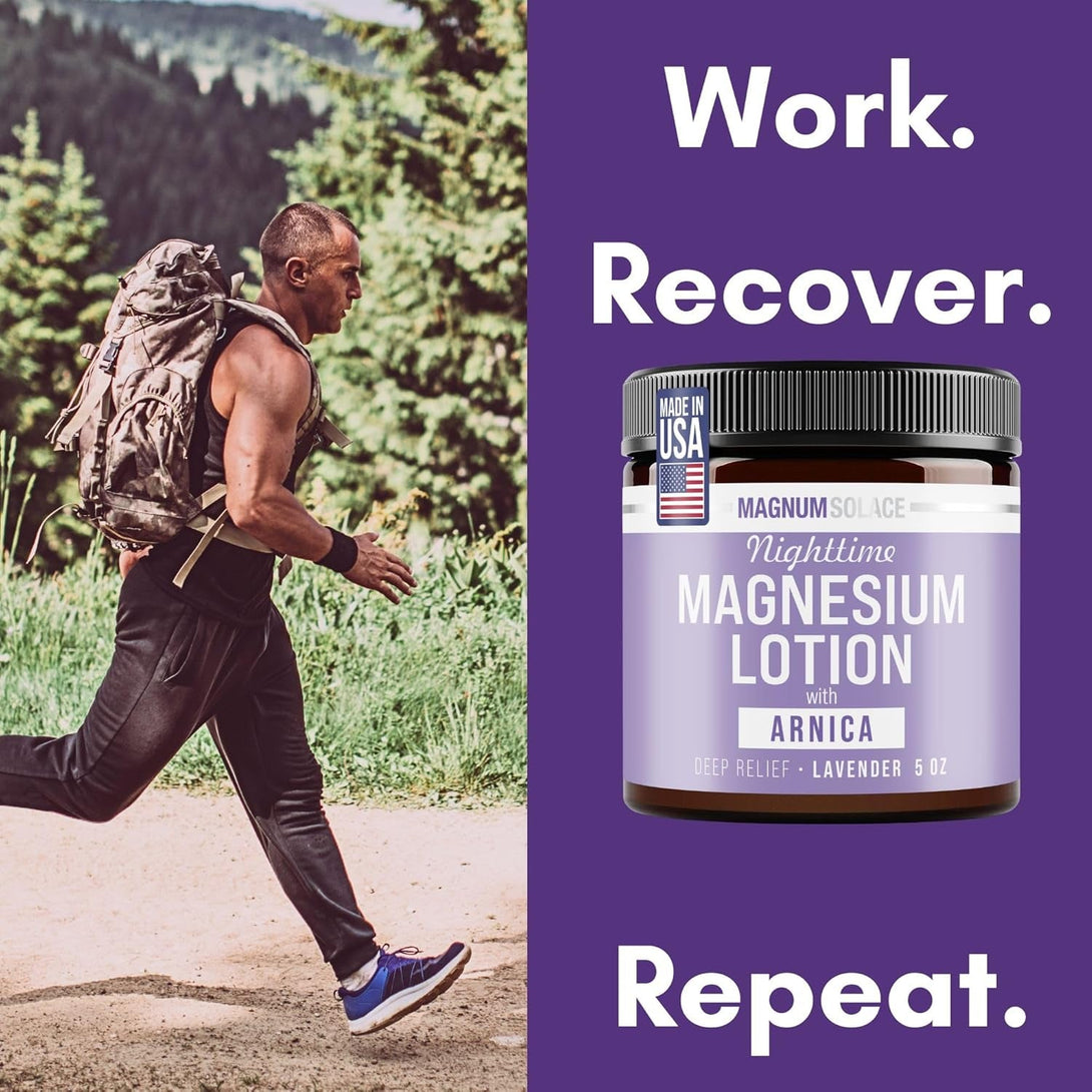 Nighttime Magnesium Lotion with Arnica – Soothing Relief & Relaxation, Highly Concentrated Magnesium for Muscles & Joints – Apply to Legs or Feet before Bed – Skin-Friendly