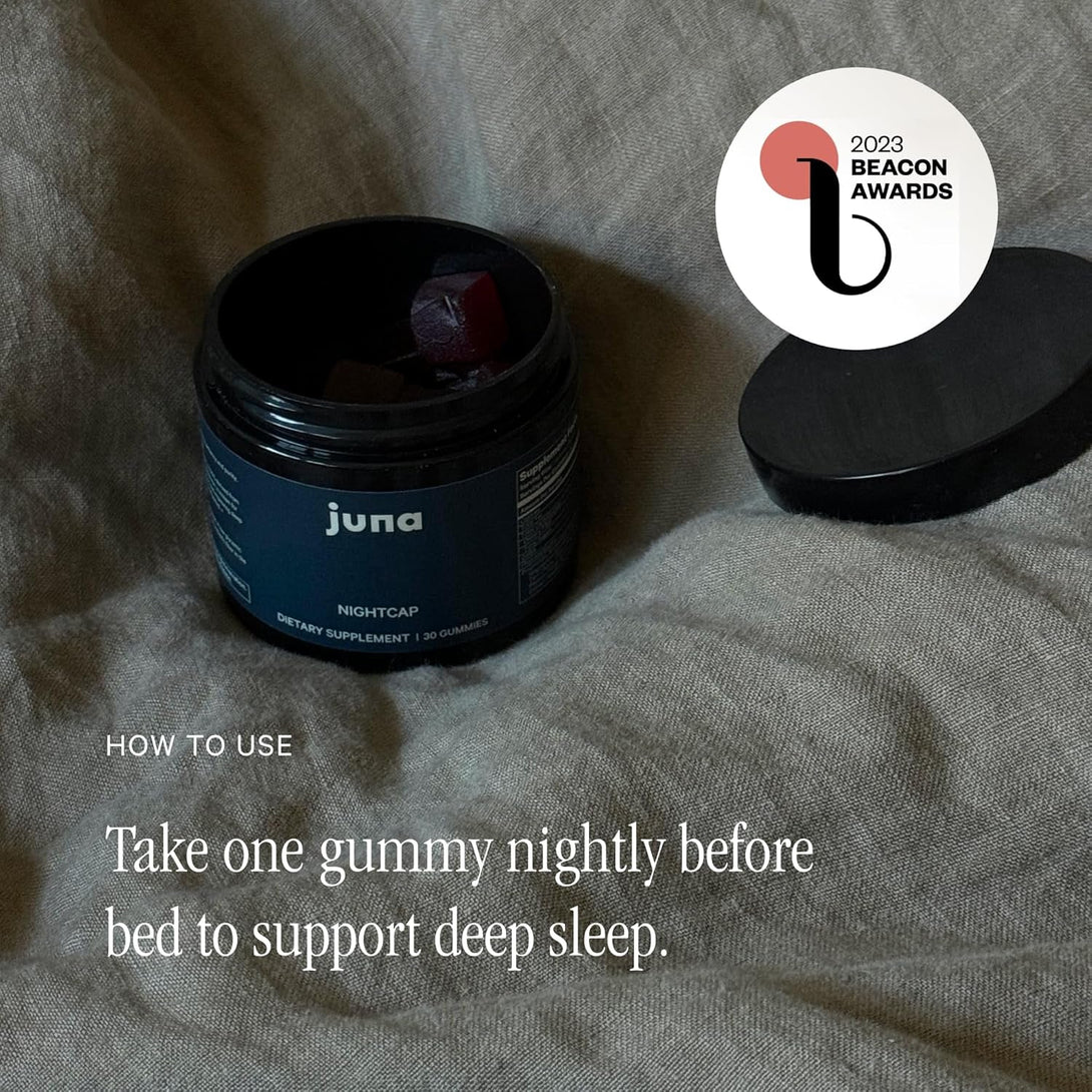 Juna Nightcap Sleep Gummies – Sugar-Free, All-Natural Sleep Aid with Low-Dose Melatonin, Tart Cherry, GABA, Magnesium, Chamomile & Passionflower – 30 Servings