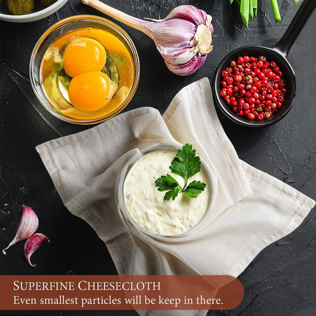 Cheese Cloths, 3PCS Precut 20X20 Inch, Grade 100 Hemmed Cheesecloth for Straining Cooking, Fine Mesh Cloth Strainer Reusable, 100% Unbleached Cotton Muslin Cloth for Juicing Baking Cheese Making