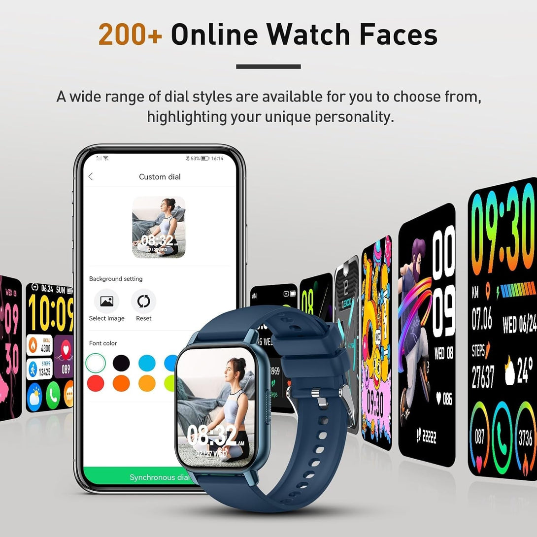 Smart Watch for Men Women, 1.85" HD Screen Smartwatch (Answer/Make Call) with Heart Rate Sleep Monitor Pedometer, 110+ Sports Mode Fitness Watch, IP68 Waterproof Fitness Tracker for Android Ios, Blue