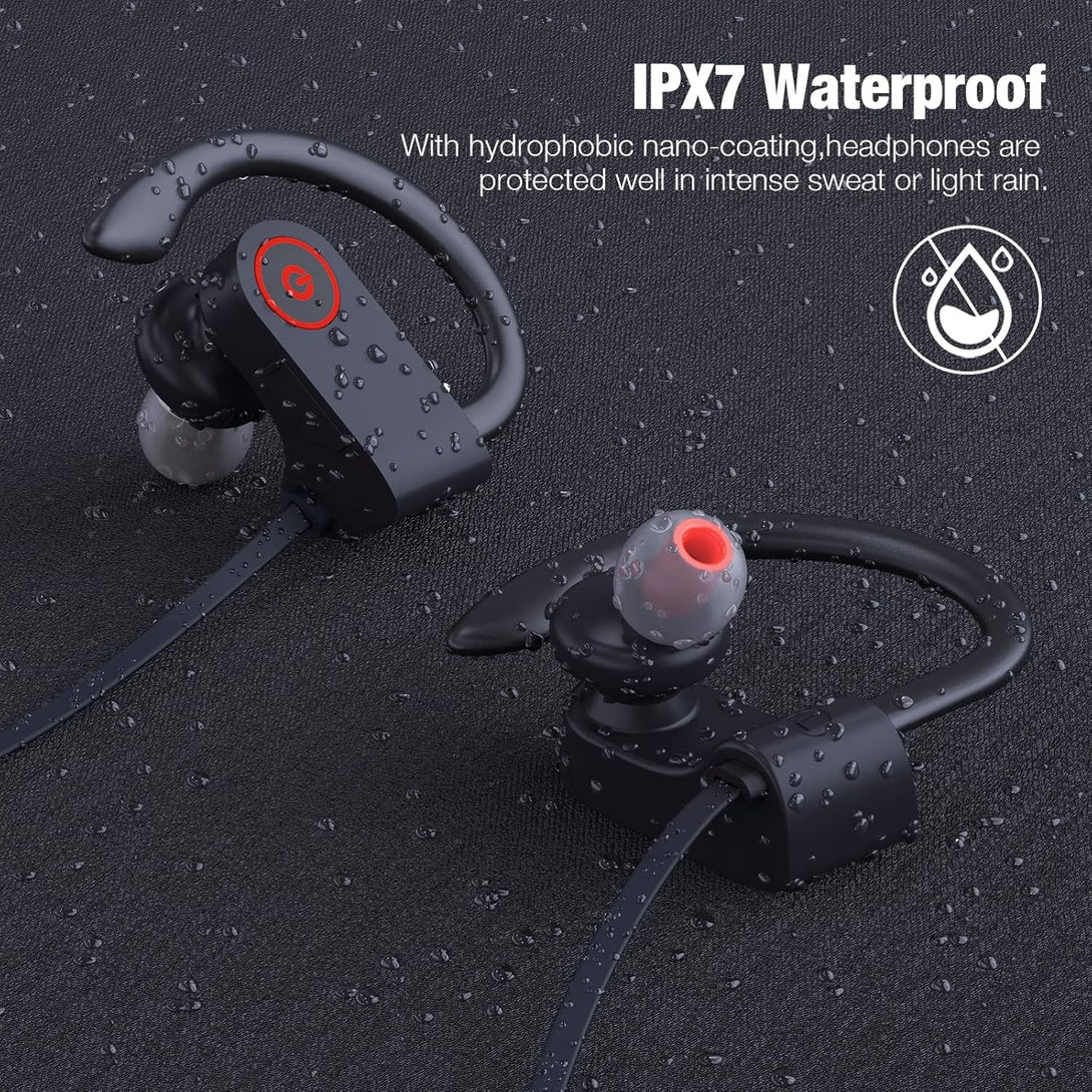 Bluetooth Wireless Headphones 16H Playtime Earbuds with Mic Stereo In-Ear Earphones, IPX7 Waterproof Sports Sound Isolation Headsets for Running, Gym, Workout
