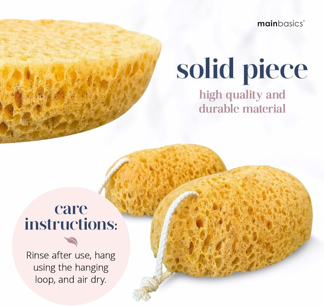 Mainbasics Faux Sea Bath Sponge - Large, Soft Exfoliating Body Sponge for Shower, Foam Loofah (2 Pack)