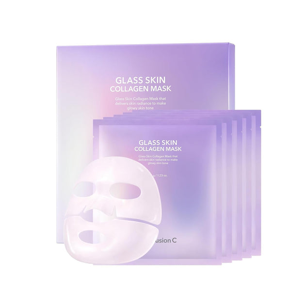 Cell Fusion C Glass Skin Collagen Mask, 1.23 Oz. X 5 Sheets, Overnight Hydrogel Mask with Triple Collagen & Niacinamide, Hydrating and Plumping, Korean Skincare