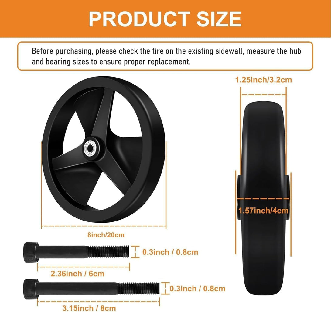 2Pcs 8 Inch Replacement Wheelchair Wheels for Walkers - Environmentally Friendly Rubber Material, Wear-Resistant PU Tires, Anti-Slip, and Durable ABS Wheel Hub (8IN Walkers)