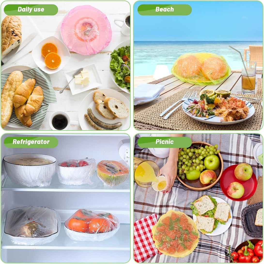 90Pcs Reusable Elastic Food Bowl Storage Covers, Sublaga Bowl Covers, Variety of 5 Translucent Stretchable Sizes and Colorful Dish Plate Covers, Alternative to Foil, Plastic Wrap,Bpa Free