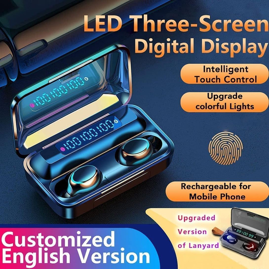 Wireless Earphones, Wireless Earbuds, Hifi Stereo, Bluetooth 5.3 Touch Control Noise Rduction Headphones, Mini Eear Buds Mic In-Ear Headphones IPX7 Waterproof Led Display for Smartphone