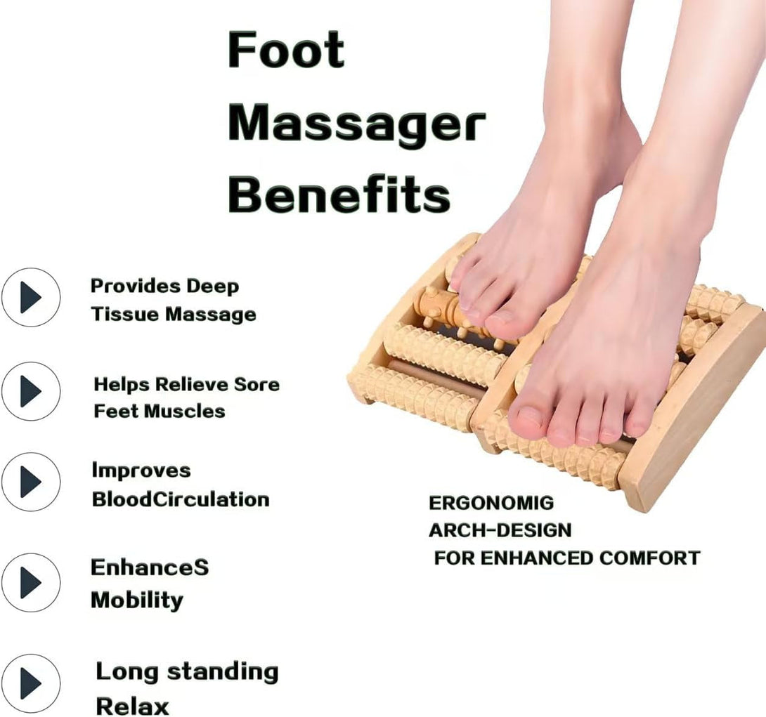 Reflexology Socks with Gloves Tools Set - Acupressure Foot Massager & Wooden Roller to Enhance Circulation, Relieve Pain in Wide Feet,Promote Health, Gift for Mom, Dad, or Elderly
