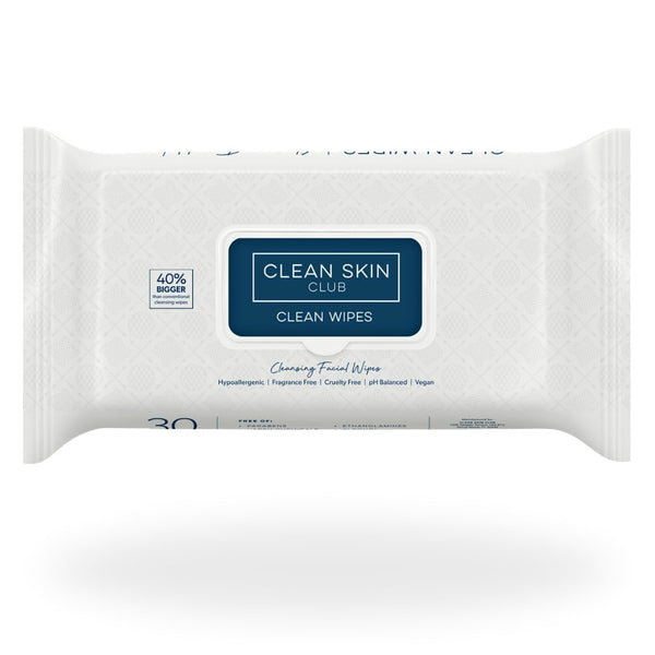 Clean Skin Club XL Premium Face Wipes, 40% Larger than Normal Wipes, Extra Moist Makeup Removing Towelettes, 30 Count, Facial Cleansing Cloth, Fragrance Free, No Alcohol or Chemicals