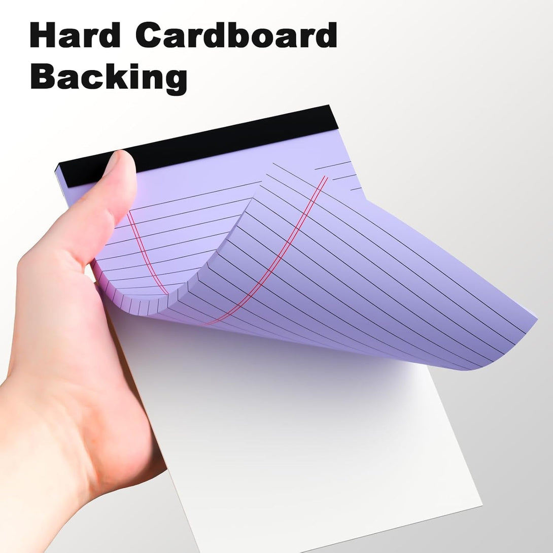 6Pcs Small Legal Pad 5X8 College Ruled Purple Legal Pads Paper Notepads 6 Pack Study Back Writing Pads 5 X 8 Legal Pads Perforated Narrow Ruled Pads of Paper Purple