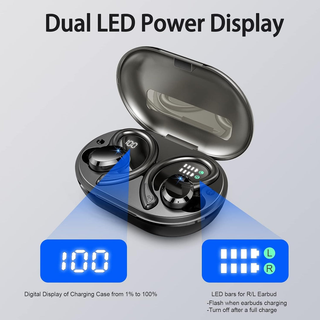 Wireless Bluetooth Headphones, Immersive Hifi Stereo Earbuds, 2023 New 48Hrs Ear Buds, ENC Mic, IP7 Waterproof Sport Earhooks