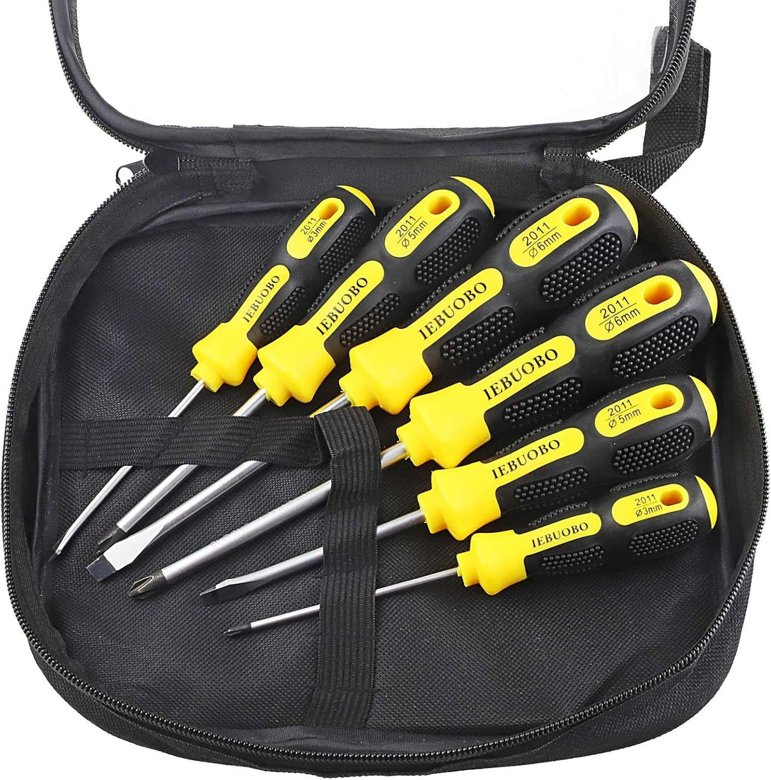 6 Piece Precision-Magnetic-Screwdriver-Tool-Set-Phillips-Flat-Head Tips Screw Driver Small Flathead Non-Slip for Repair Home Craft Improvement,With Magnetizer/Demagnetizer Tool