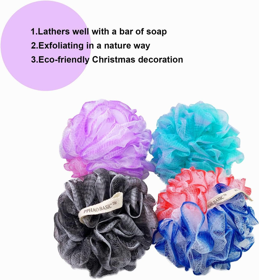 PPHAO - Extra Large Soft Mesh Net Luffa Loofa Loufa Puff - Loofah Sponge - 75G(Xxl) - Exfoliating Body Scrubber for Women and Men - Exfoliating Back Scrubber