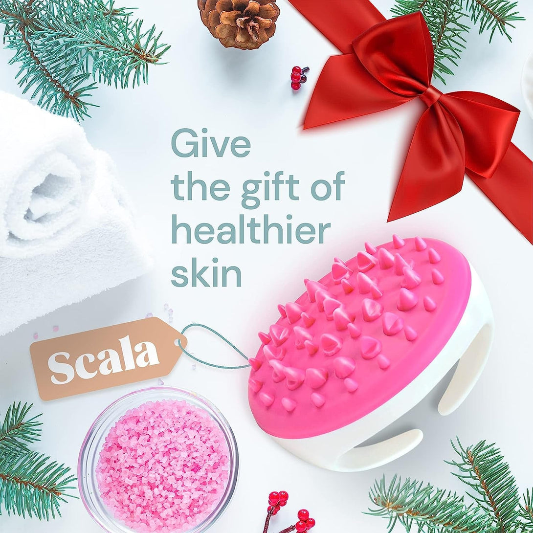 Scala Silicone anti Cellulite Massager, Body Shower Scrubber, Cellulite Remover - Improve Circulation, Distribute Fat Deposits, Body Massager, Exfoliator, Fat Roller Use with Creams and Oils - Pink