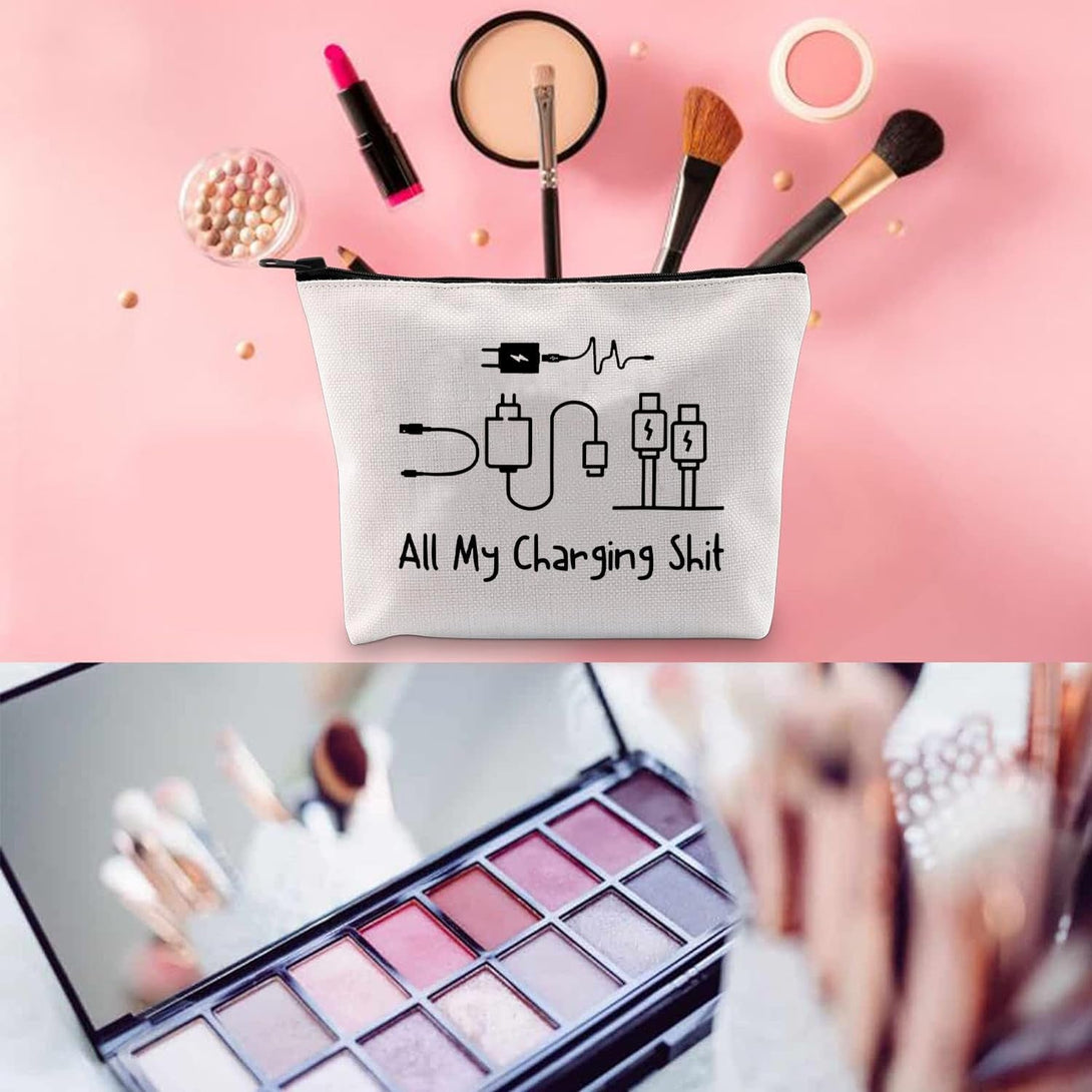 All My Charging Shit Bag,Fun and Versatile Bag with Charger Graphics, Teenage Boy Gift, Birthday Gifts, Travel Accessories (Style D)