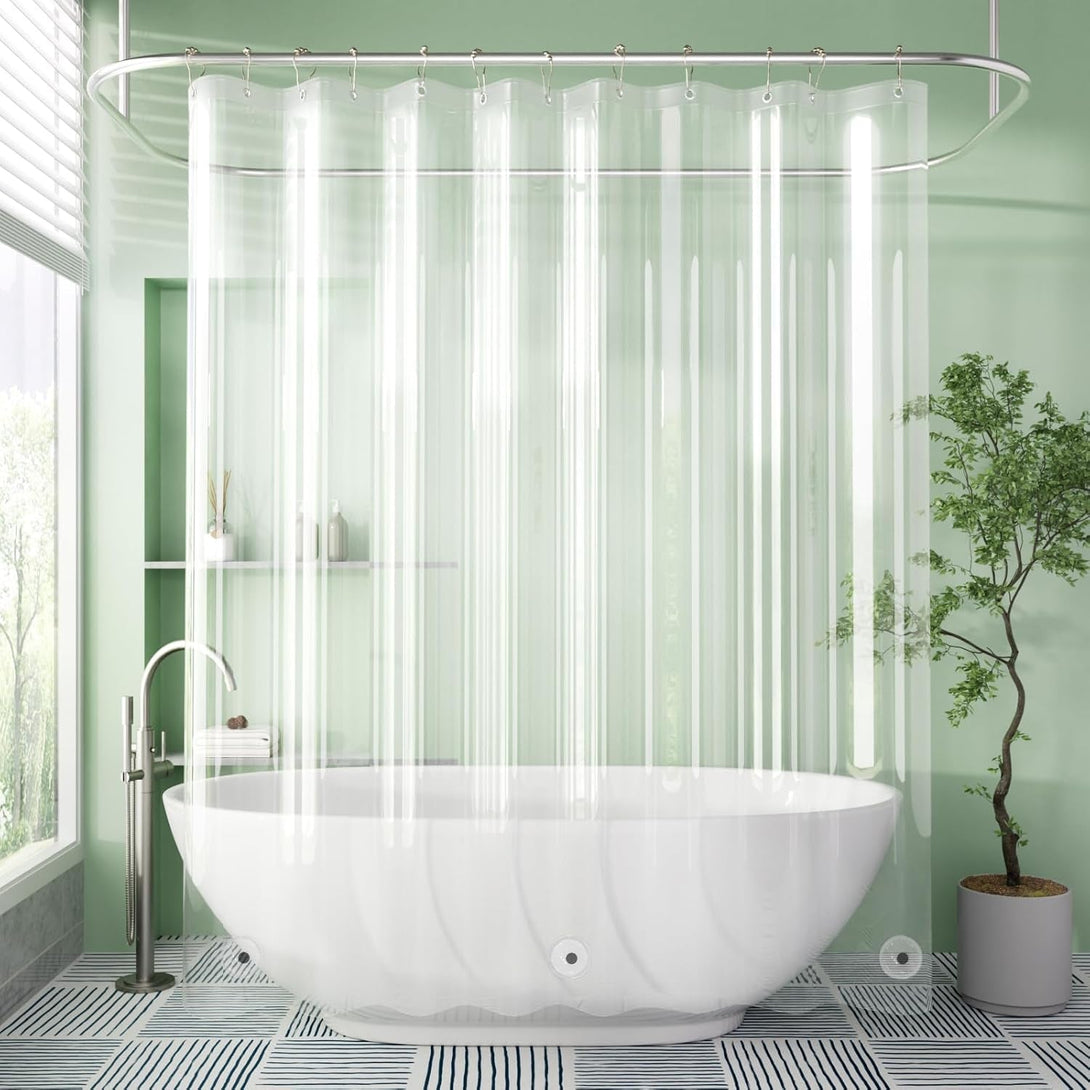 Amazerbath Shower Curtain Liner, 72X72 Clear Shower Curtain Liner, Waterproof Plastic Shower Liner, Cute Lightweight PEVA Shower Curtain for Bathroom with 3 Magnets and 12 Rustproof Metal Grommets