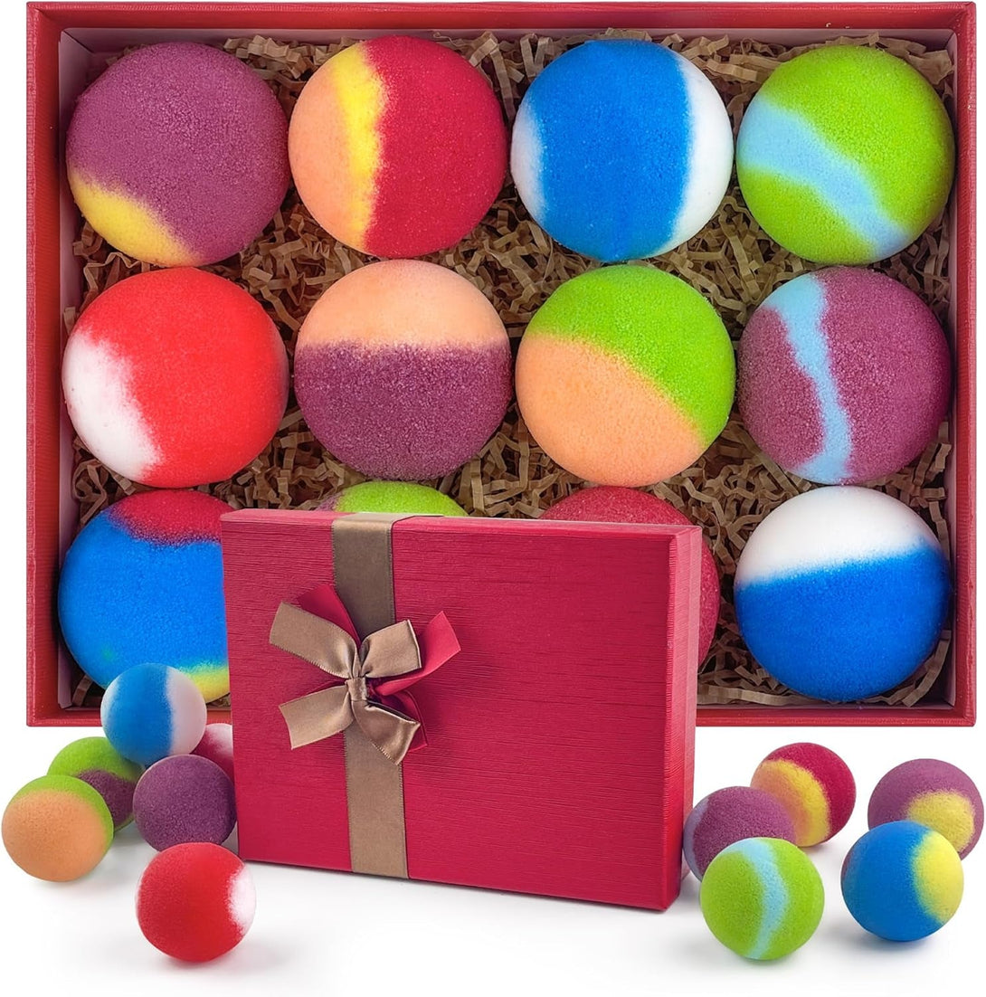 Bath Bombs, 12PCS Bath Bomb Set for Women Gift, Natural Organic Bath Fizzy Bomb with Pure Essential Oil, Relaxing Mini Bathbombs with Reusable Gift Box, Galentines Day Gifts Set for Women and Men